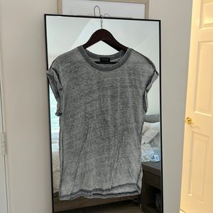 Topshop Size 4 Heather Grey Cuffed T-Shirt